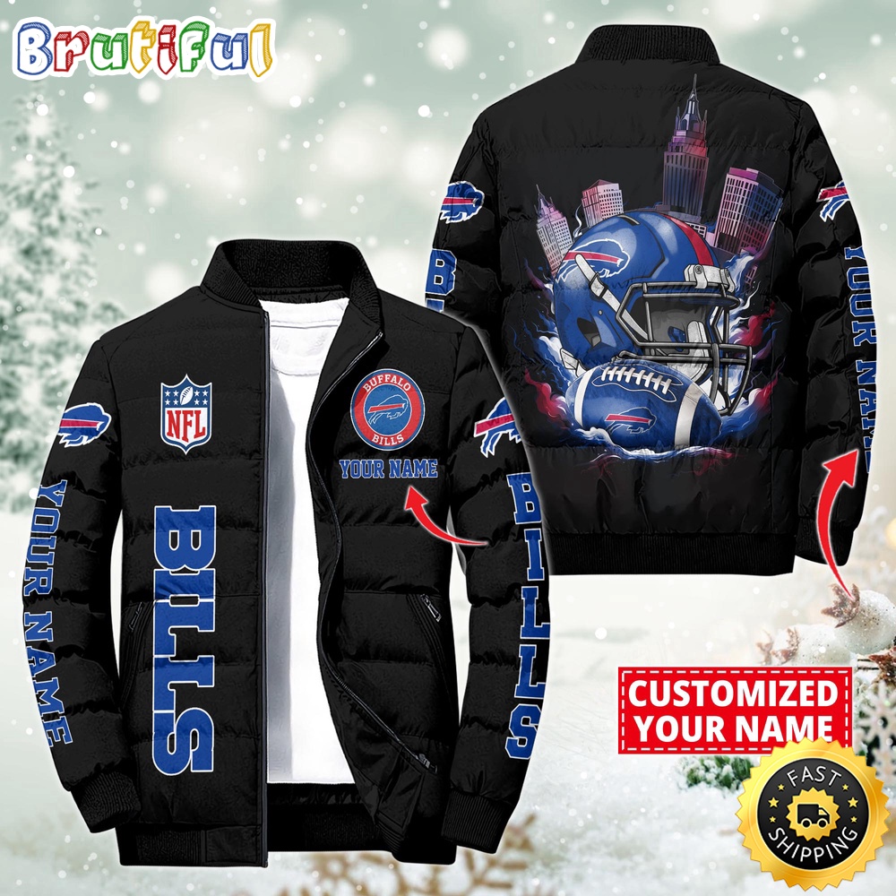 NFL Buffalo Bills Puffer Jacket City Logo Print Jacket For Fans