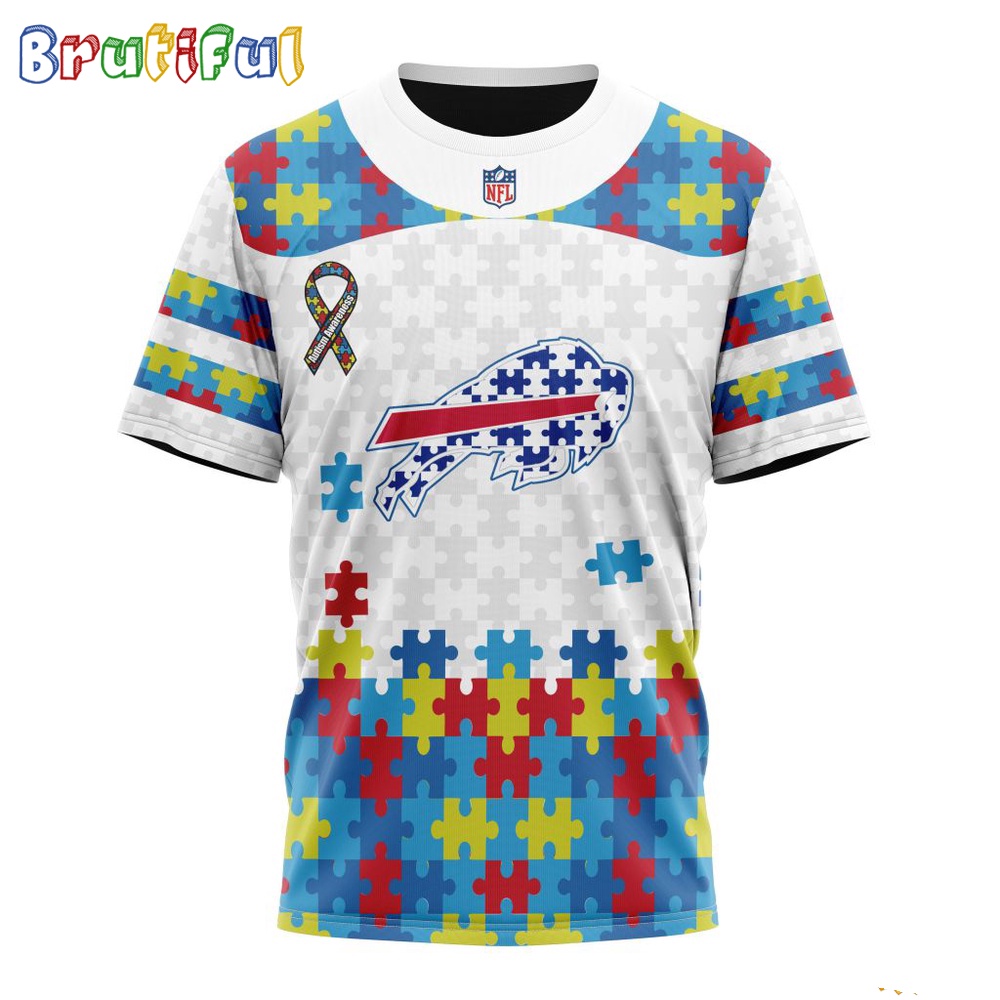 NFL Buffalo Bills T-Shirt Special Autism Awareness Design 3D T-Shirt