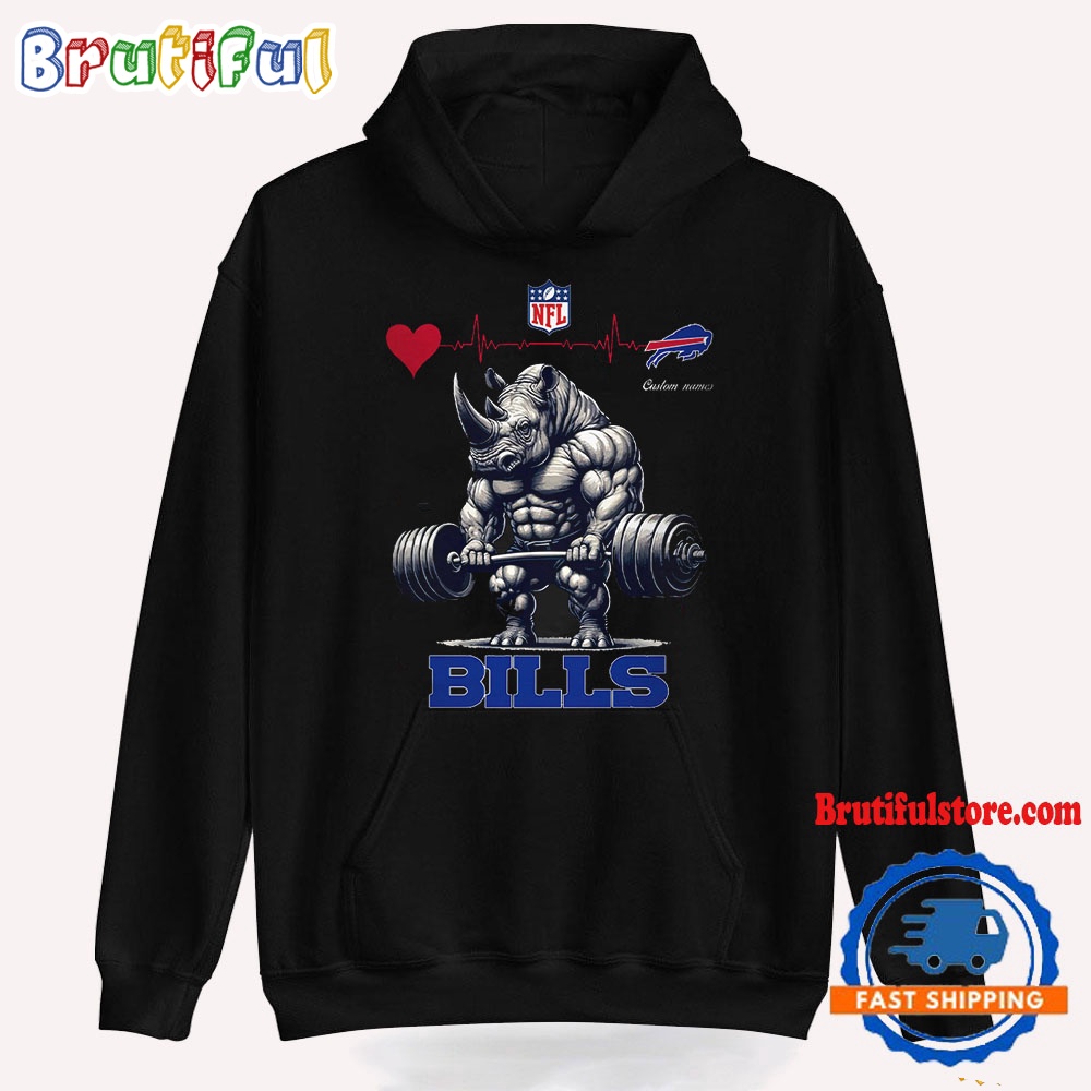 NFL Buffalo Bills Team Funny Rhinoceros Powerlifting Hoodie Shirt