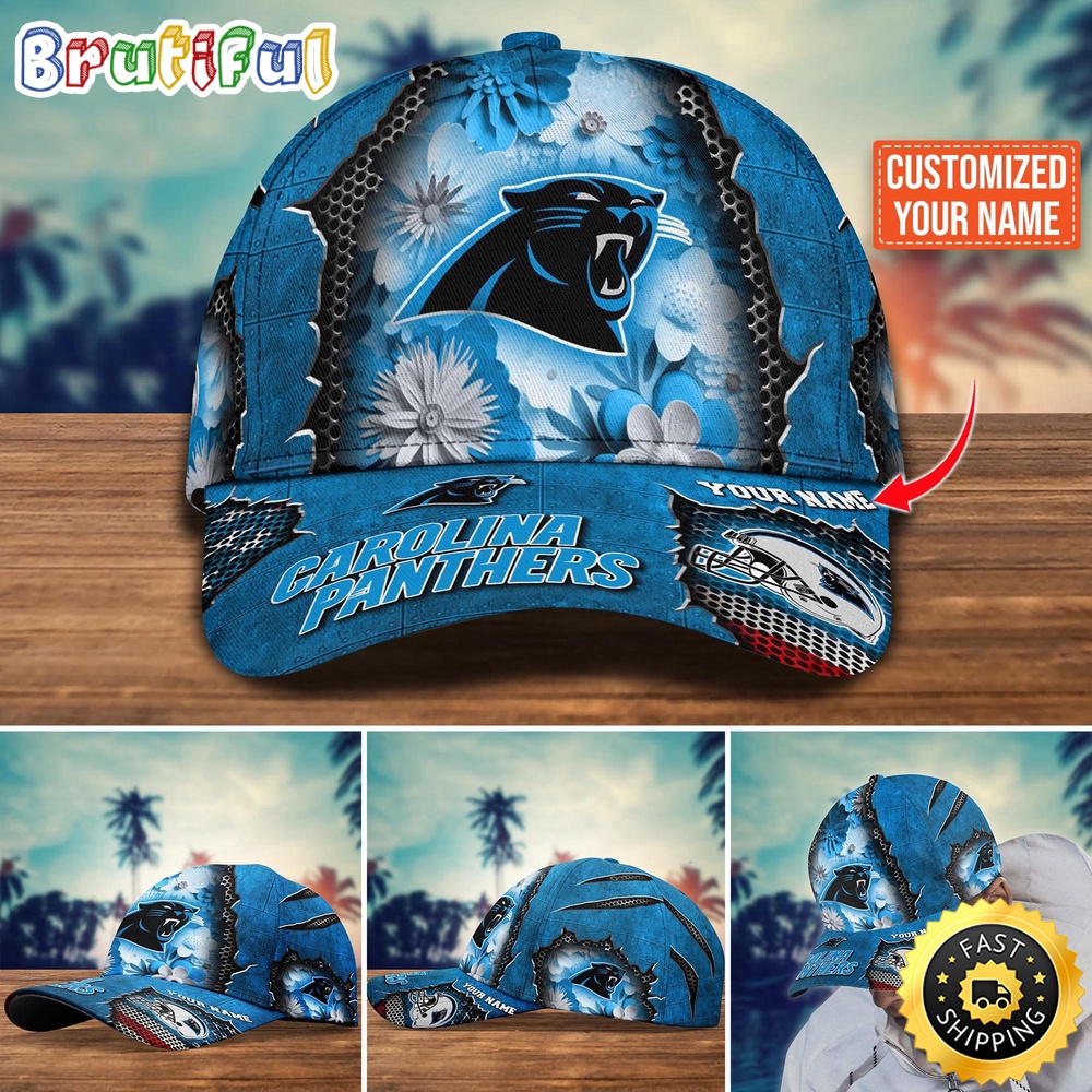 NFL Carolina Panthers Baseball Cap Flag Flower Trending Custom Cap