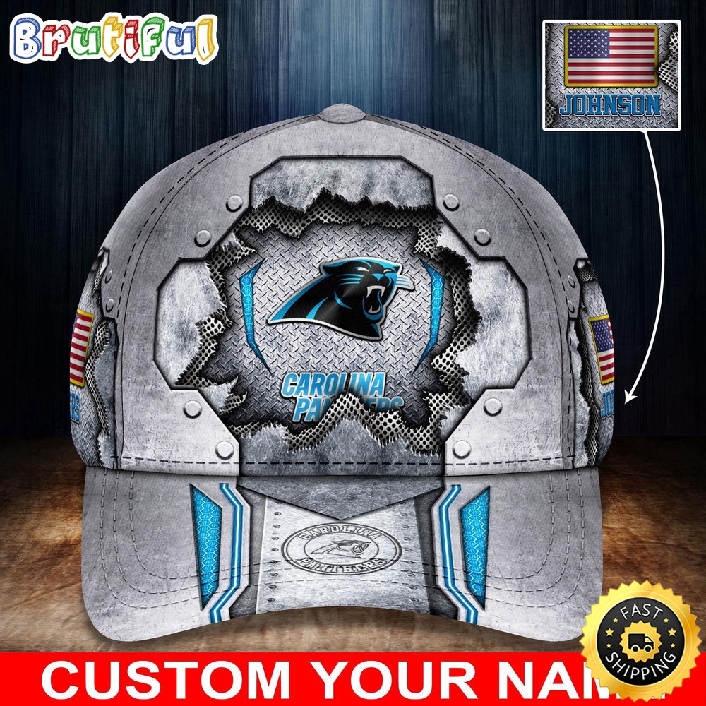 NFL Carolina Panthers Baseball Cap Silver Metalic Pattern Cap