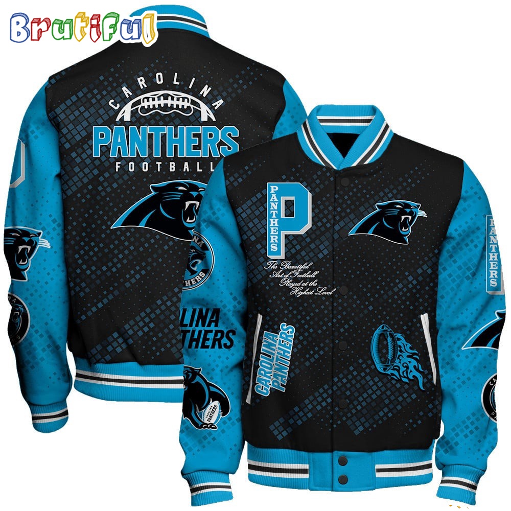 NFL Carolina Panthers Baseball Jacket Print Logo Team Football Jacket