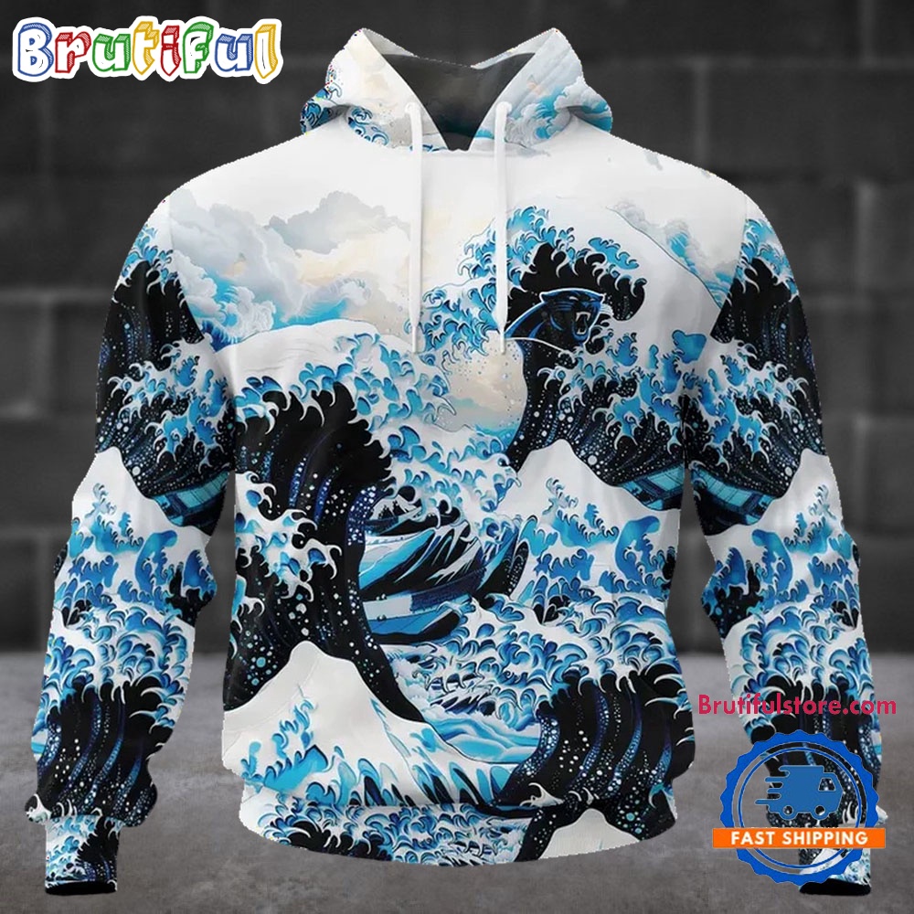 NFL Carolina Panthers Football Great Wave All Over Print Hoodie