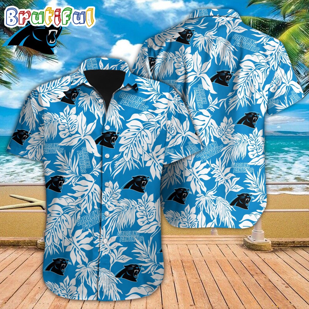 NFL Carolina Panthers Hawaiian Shirt Tropical Leafs Design Aloha Shirts