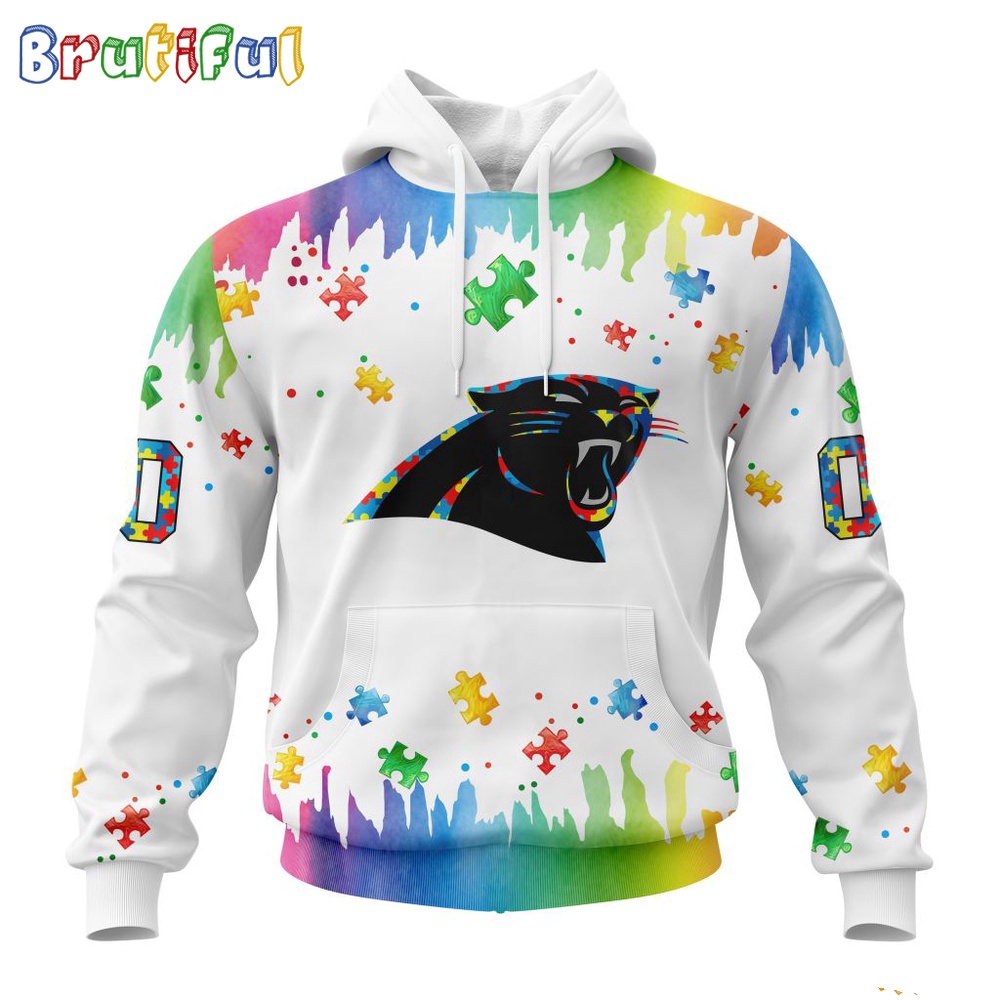 NFL Carolina Panthers Hoodie Special Autism Awareness Design All Over Print Hoodie