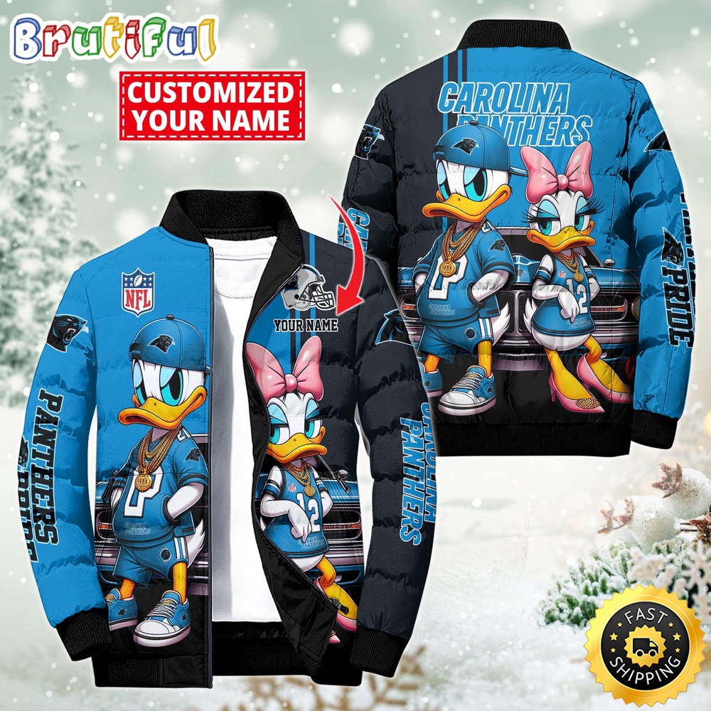 NFL Carolina Panthers Puffer Jacket Donald Duck Custom Jacket