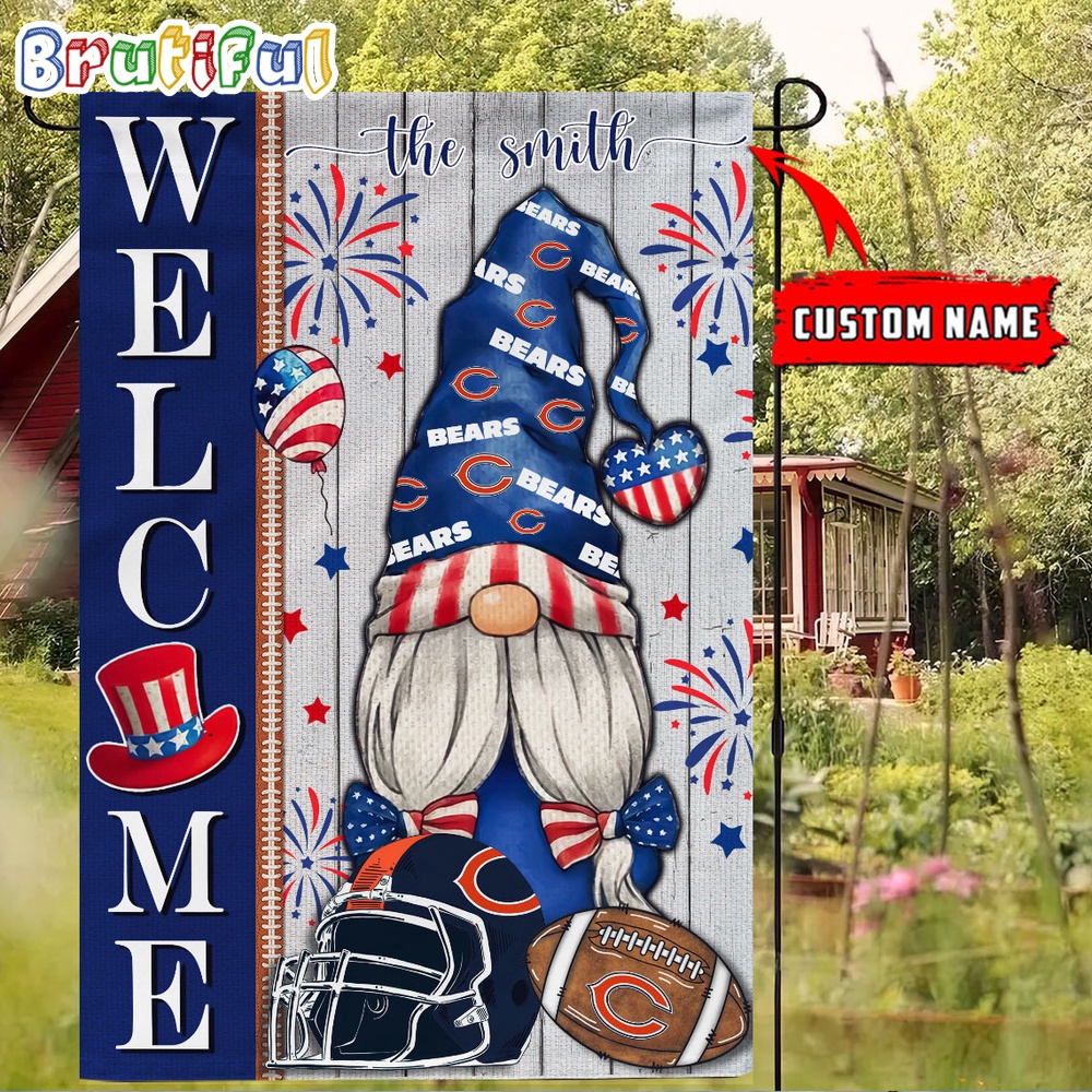 NFL Chicago Bears America 4th Of July Independence Day Flag, Football Gomes 4th Of July Garden Flag