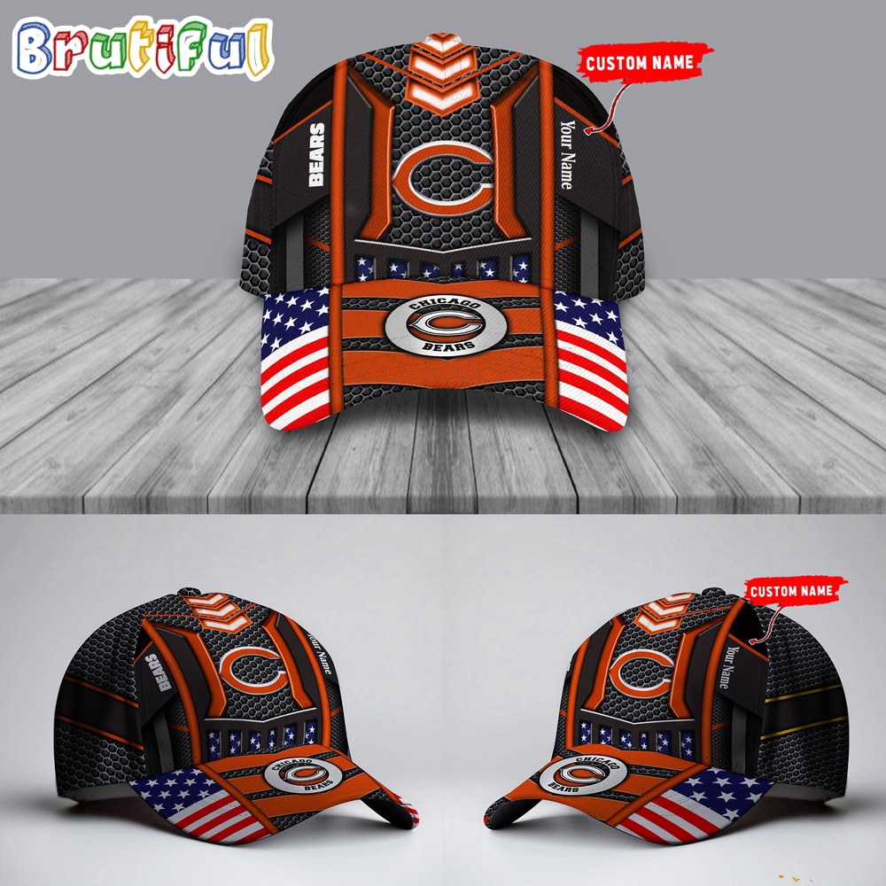 NFL Chicago Bears America Flag Cap, America Flag Football Cap