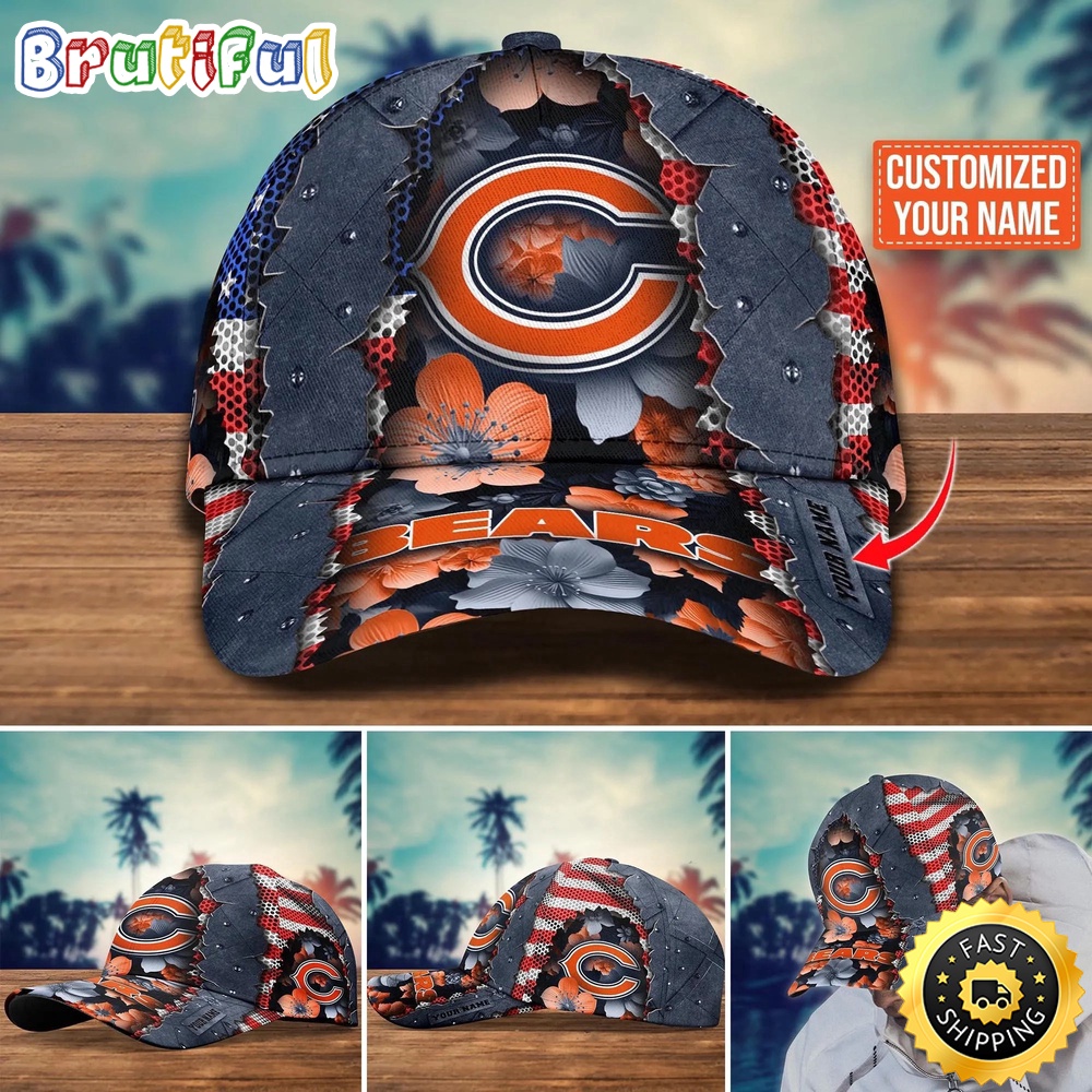 NFL Chicago Bears Baseball Cap Custom Name Football Cap For Fans