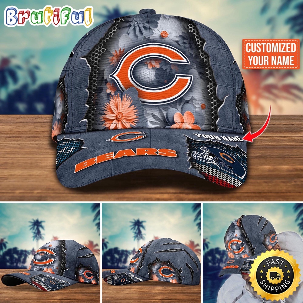 NFL Chicago Bears Baseball Cap Flag Flower Trending Custom Cap