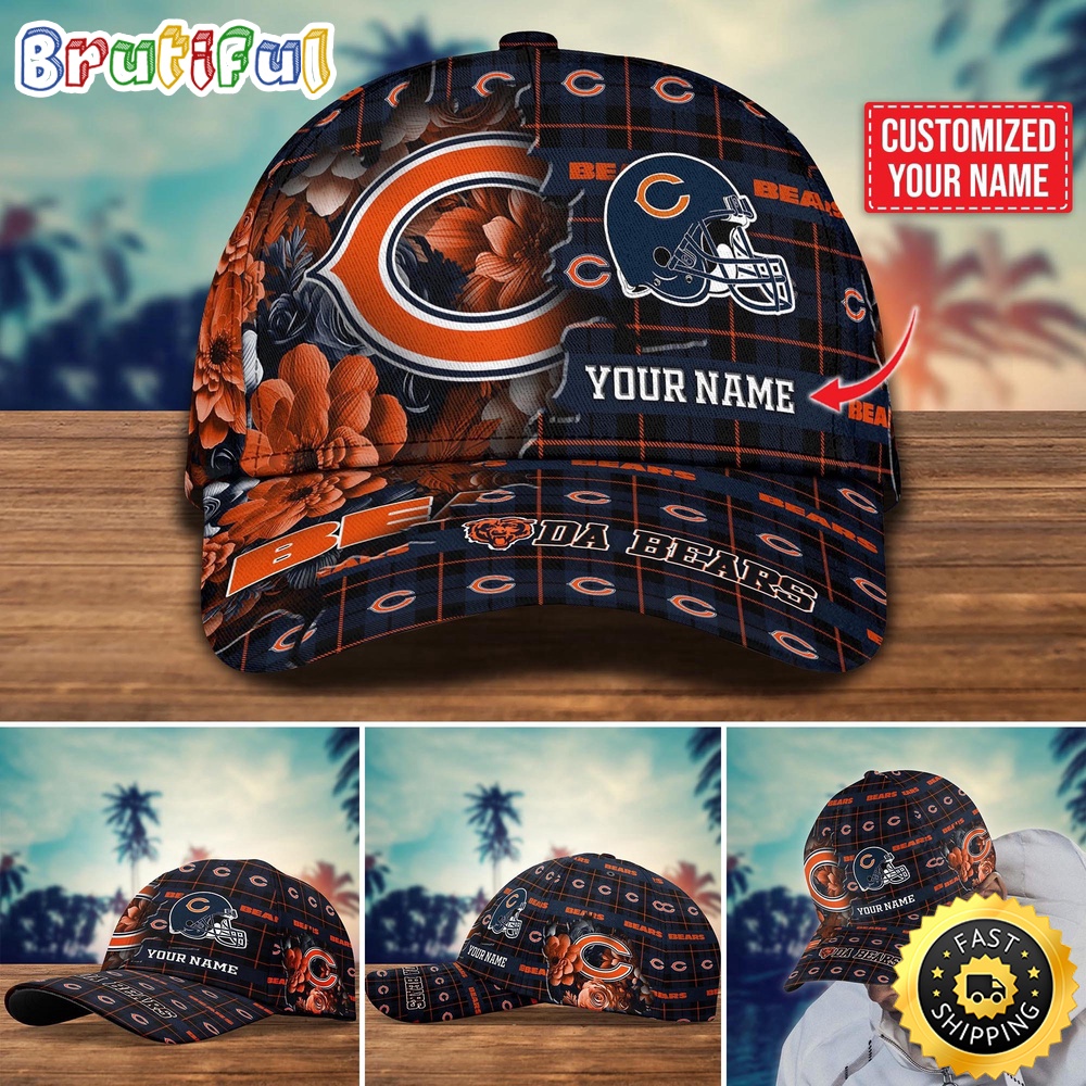 NFL Chicago Bears Baseball Cap Flower Trending Custom Cap