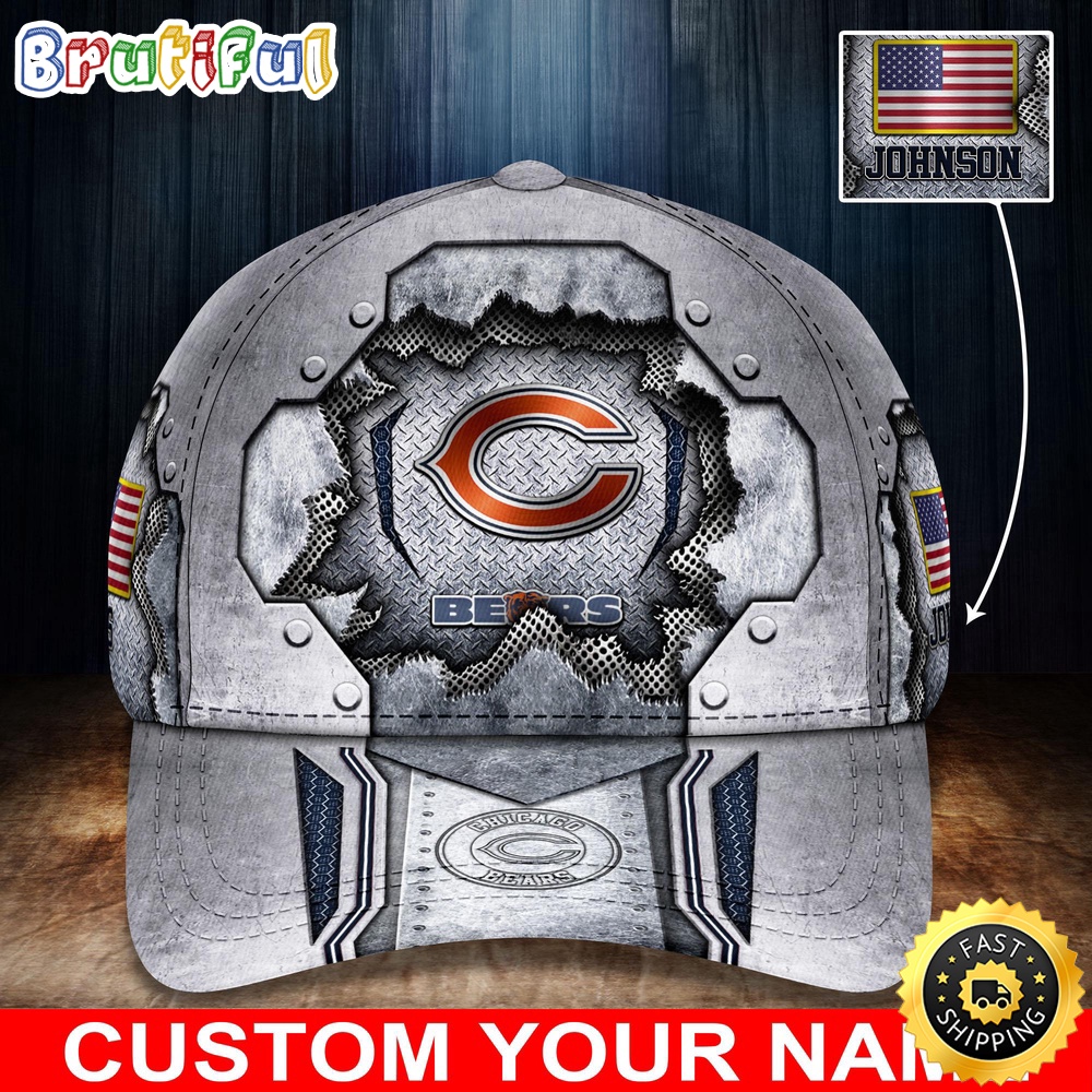 NFL Chicago Bears Baseball Cap Silver Metalic Pattern Cap