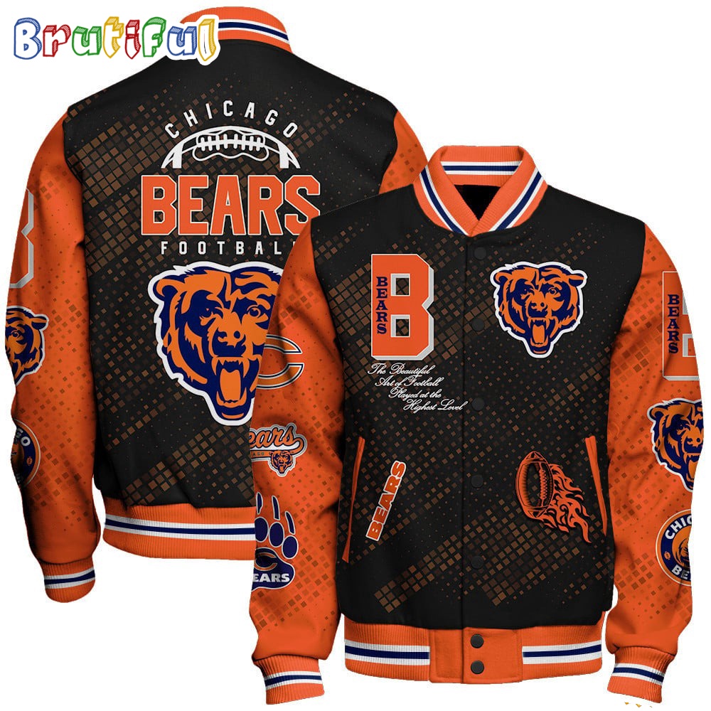 NFL Chicago Bears Baseball Jacket Print Logo Team Football Jacket
