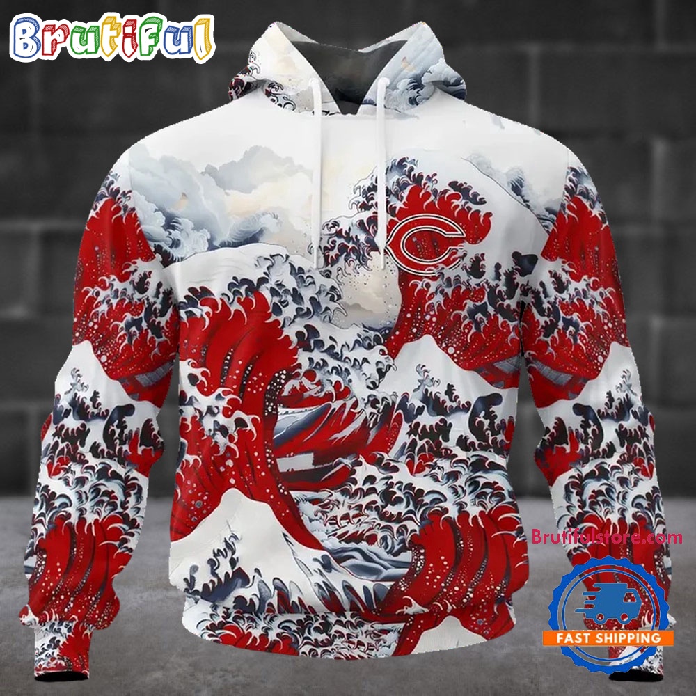 NFL Chicago Bears Football Great Wave All Over Print Hoodie