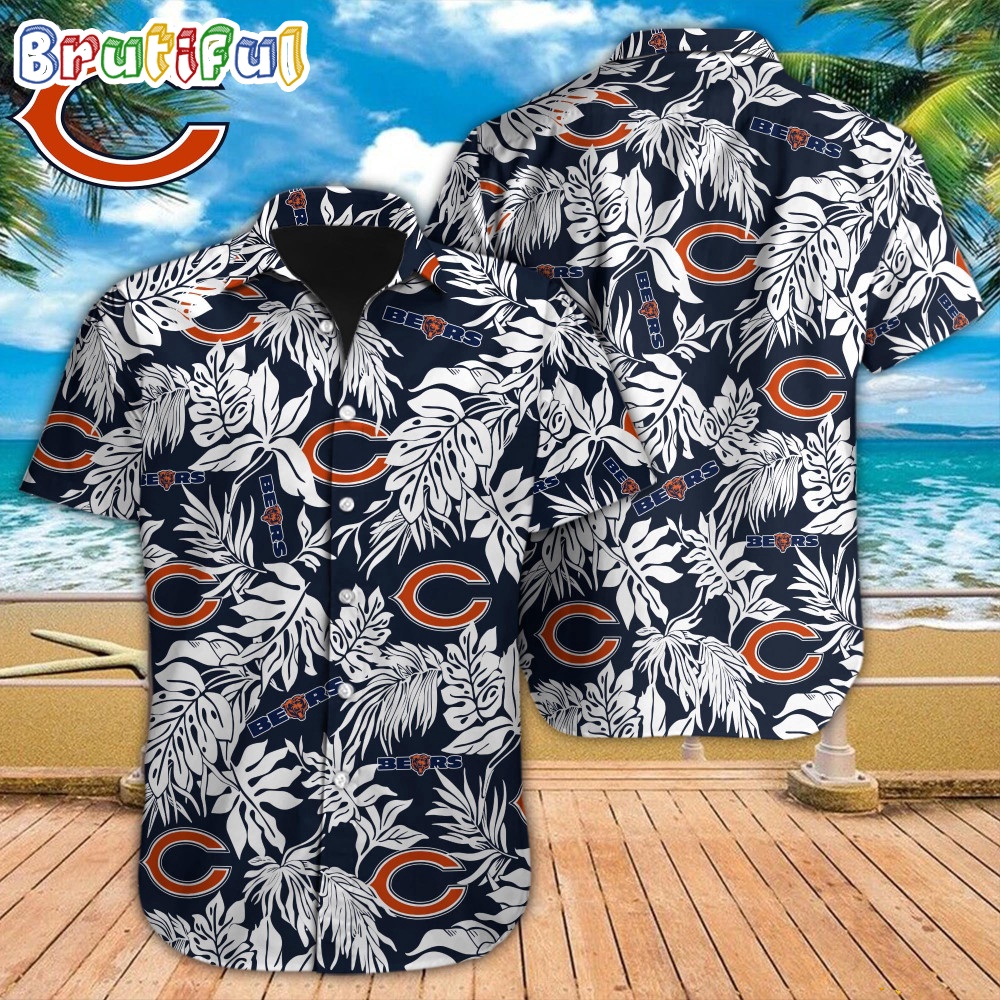 NFL Chicago Bears Hawaiian Shirt Tropical Leafs Design Aloha Shirts