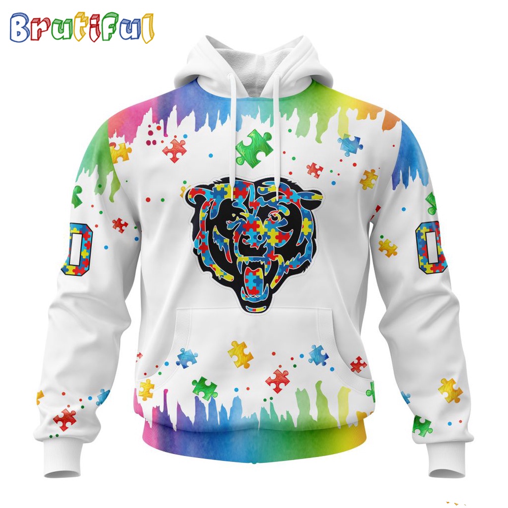 NFL Chicago Bears Hoodie Special Autism Awareness Design All Over Print Hoodie