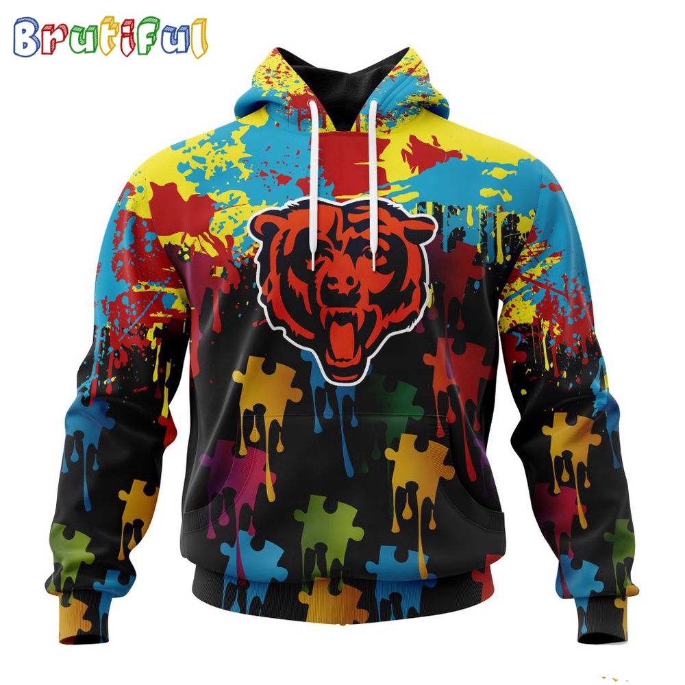NFL Chicago Bears Hoodie Special Autism Awareness Design Football Hoodie