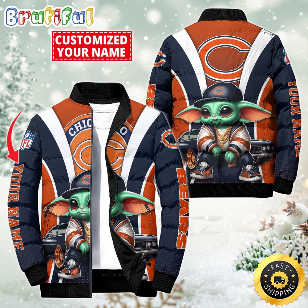 NFL Chicago Bears Puffer Jacket Baby Yoda Custom Jacket