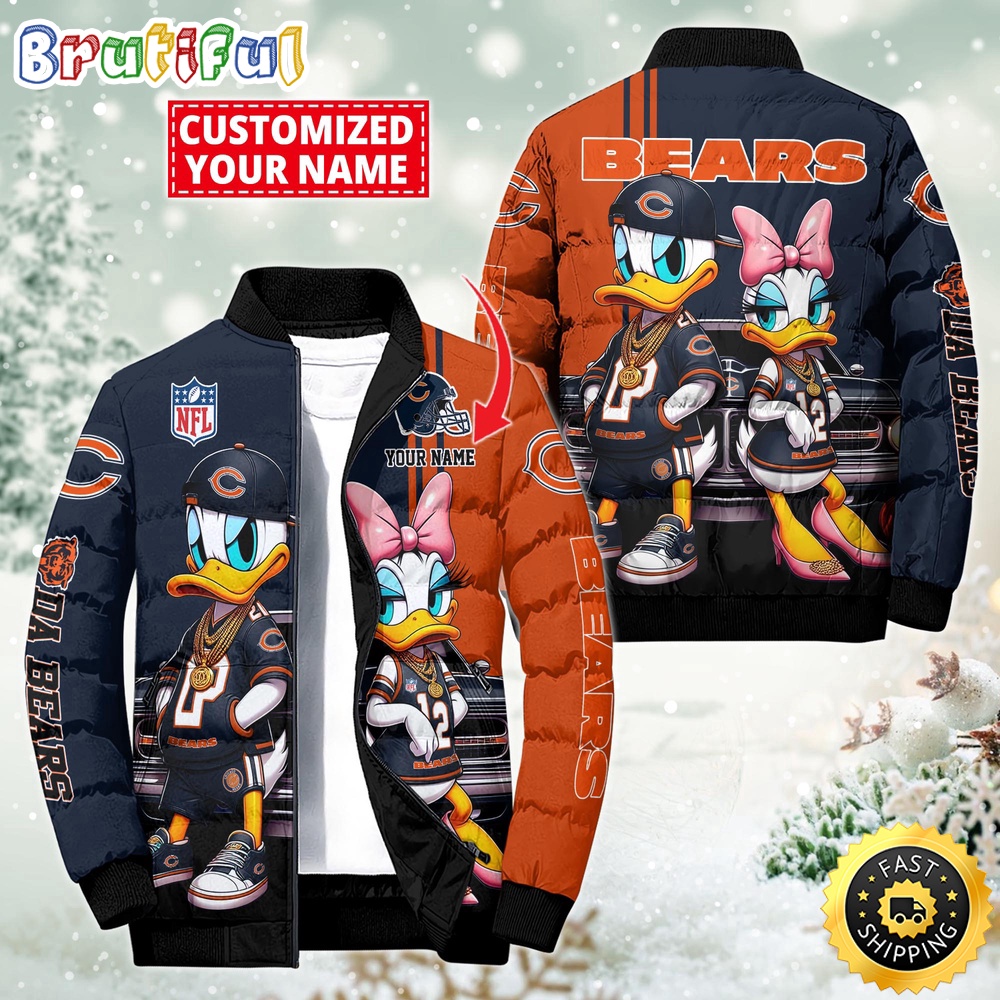 NFL Chicago Bears Puffer Jacket Donald Duck Custom Jacket