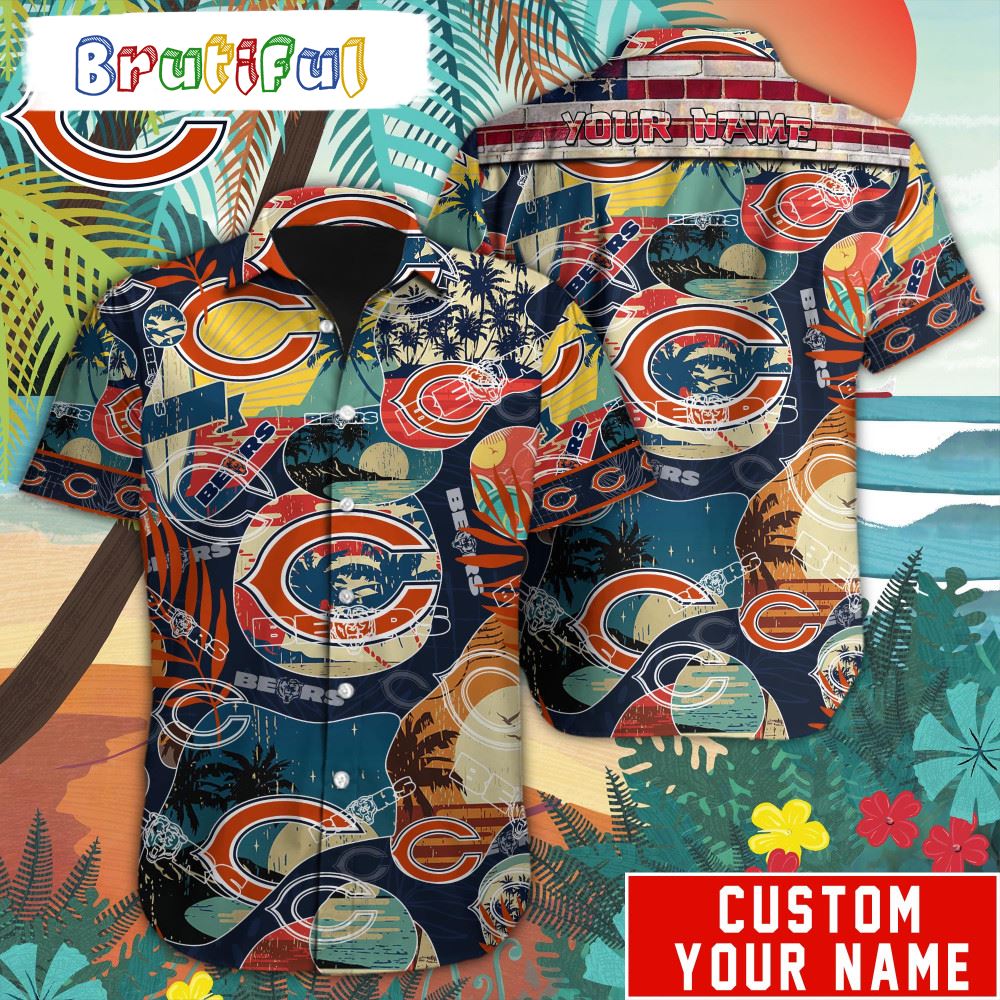NFL Chicago Bears Retro Hawaiian Shirt Special Vintage Style Hawaiian Button Shirt