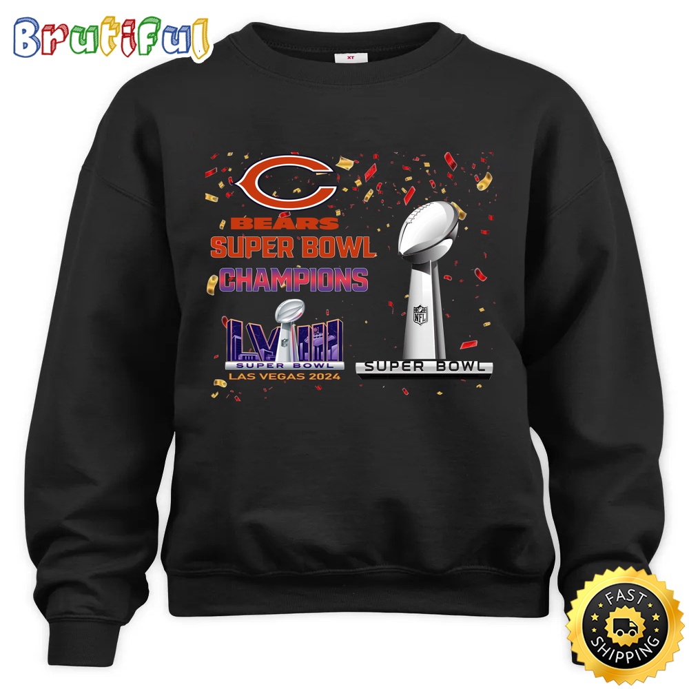 NFL Chicago Bears Sweatshirt Super Bowl LVIII 2024 Las Vegas Champions Unisex Sweatshirt