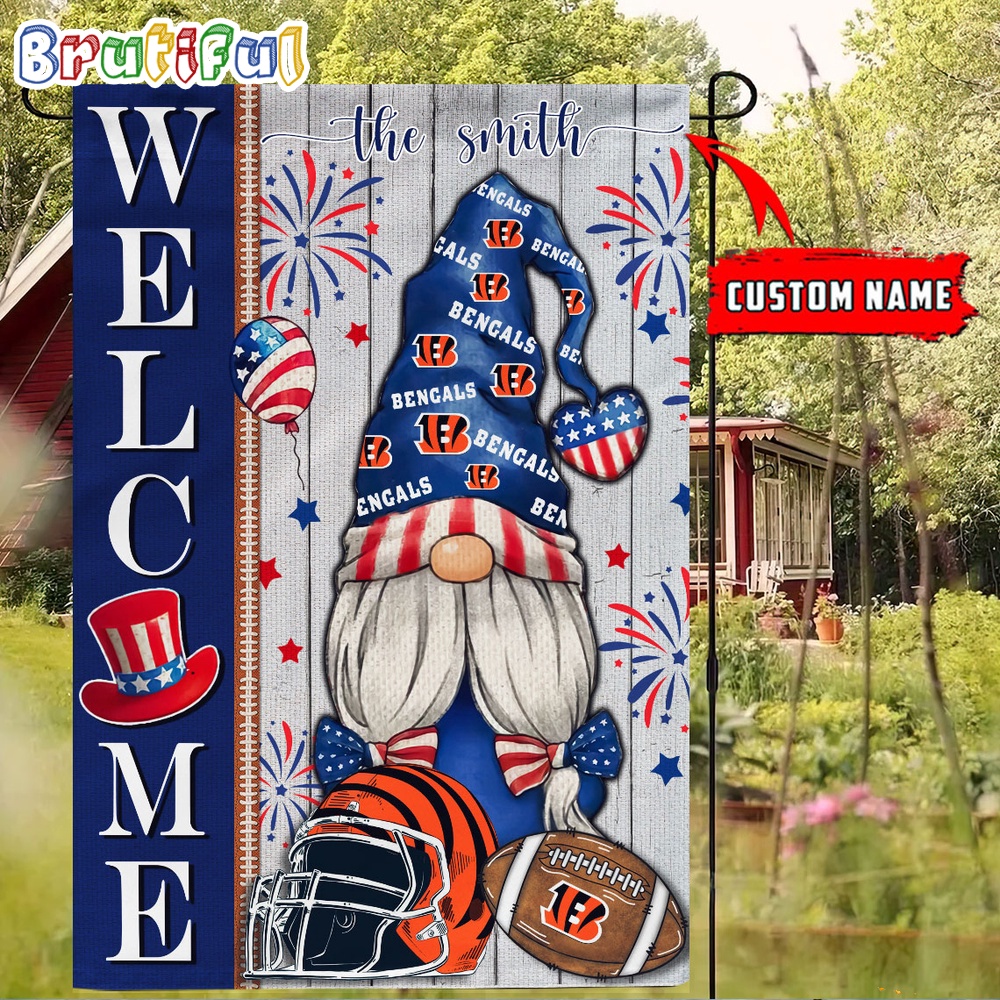 NFL Cincinnati Bengals America 4th Of July Independence Day Flag, Football Gomes 4th Of July Garden Flag