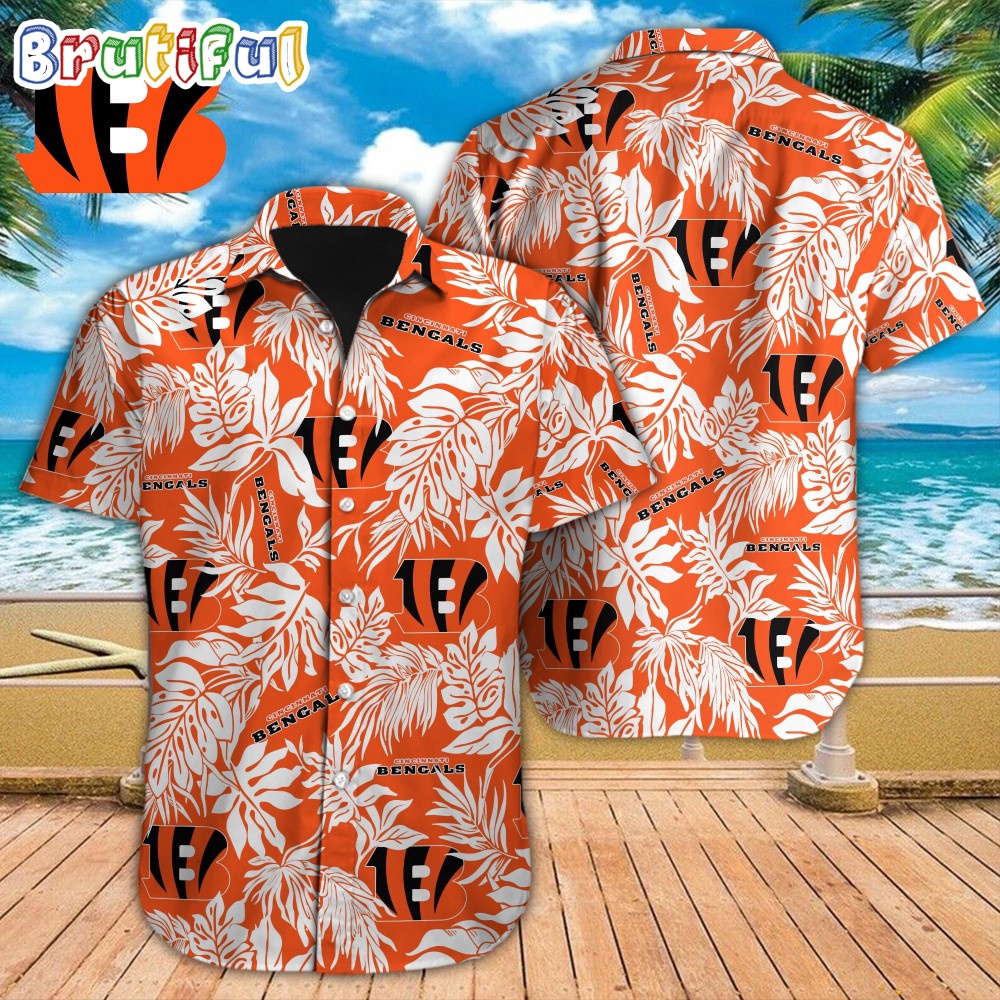 NFL Cincinnati Bengals Hawaiian Shirt Tropical Leafs Design Aloha Shirts