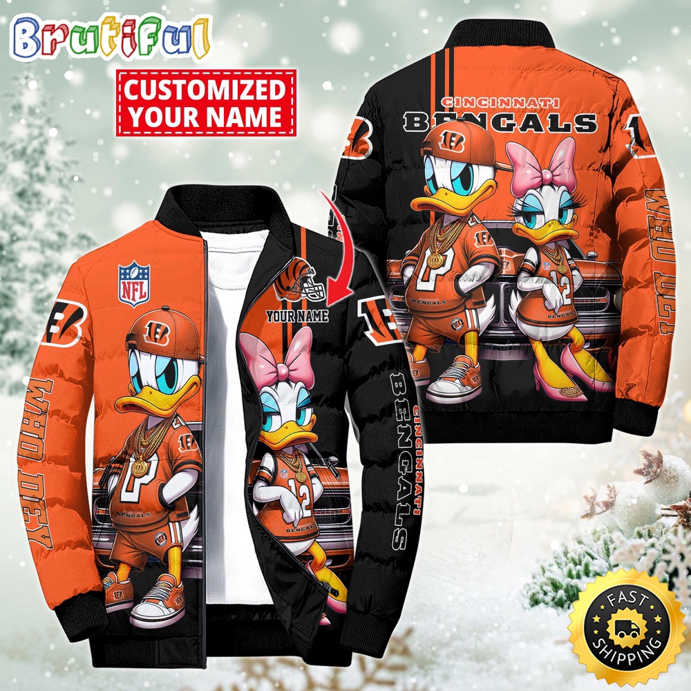 NFL Cincinnati Bengals Puffer Jacket Donald Duck Custom Jacket