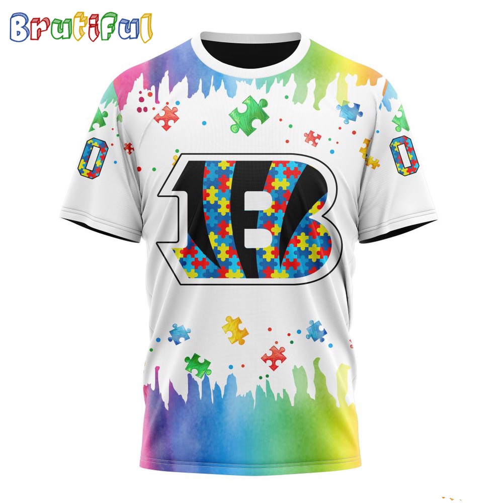 NFL Cincinnati Bengals T-Shirt Special Autism Awareness Design All Over Print T-Shirt