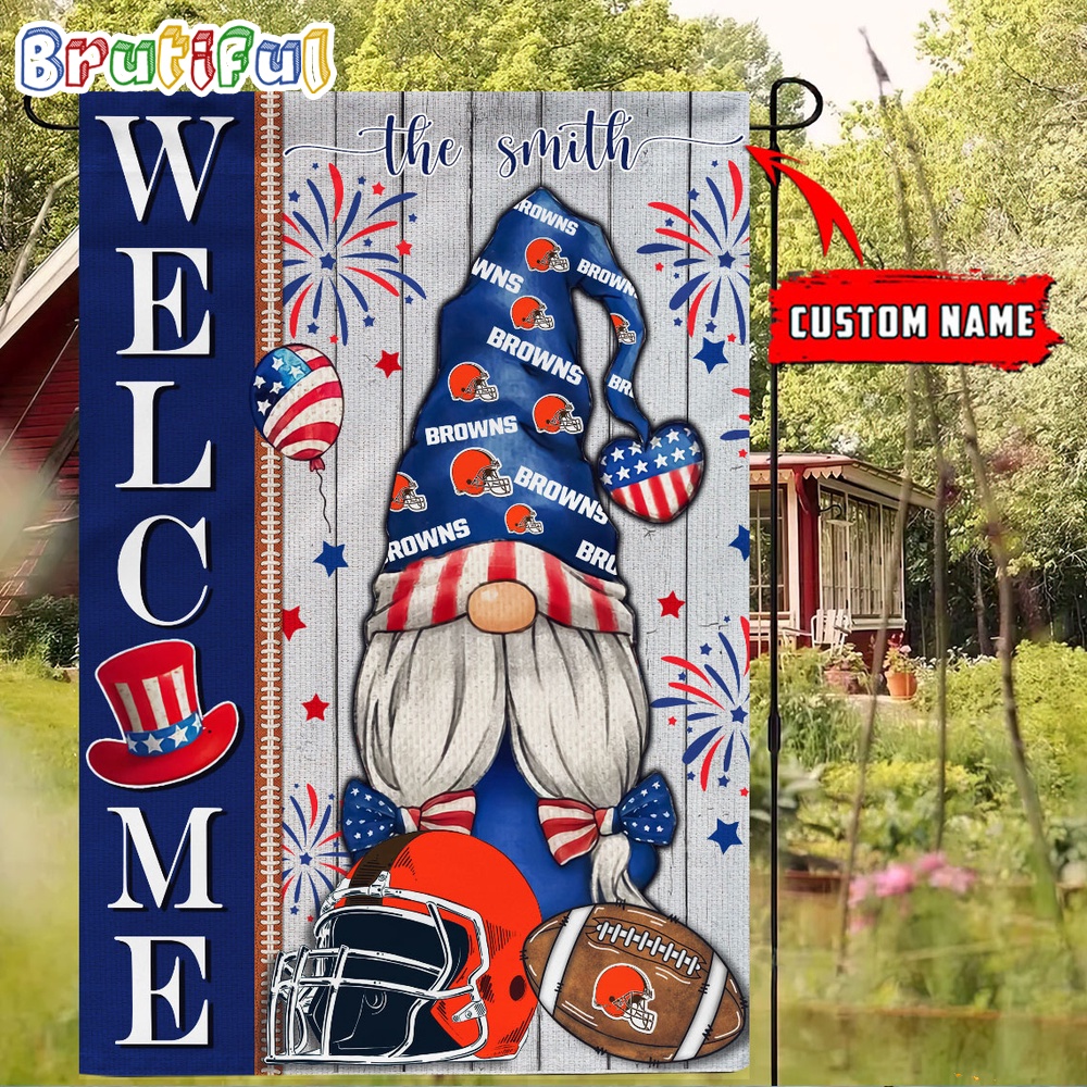 NFL Cleveland Browns America 4th Of July Independence Day Flag, Football Gomes 4th Of July Garden Flag