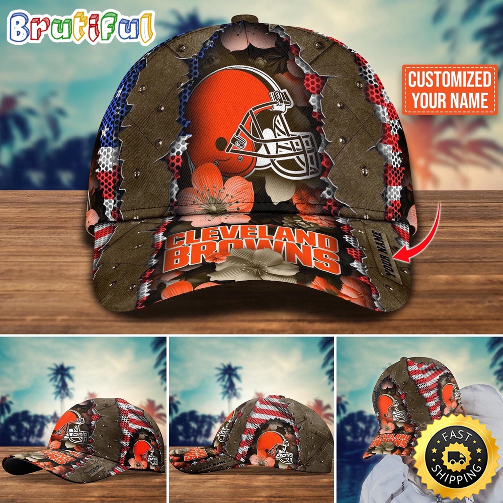 NFL Cleveland Browns Baseball Cap Custom Name Football Cap For Fans