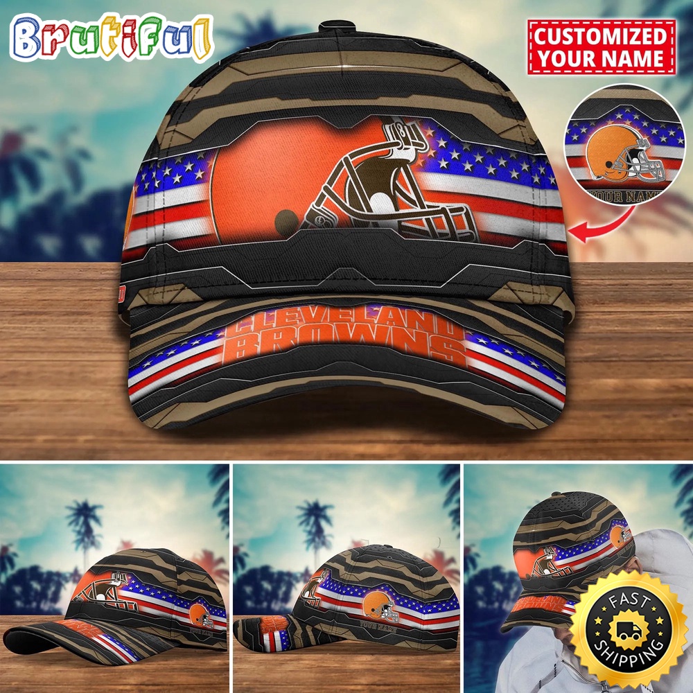 NFL Cleveland Browns Baseball Cap Flag Custom Name Cap