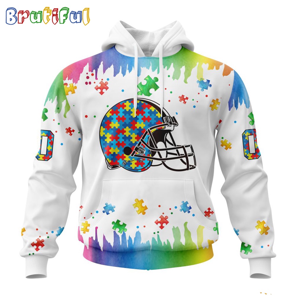 NFL Cleveland Browns Hoodie Special Autism Awareness Design All Over Print Hoodie