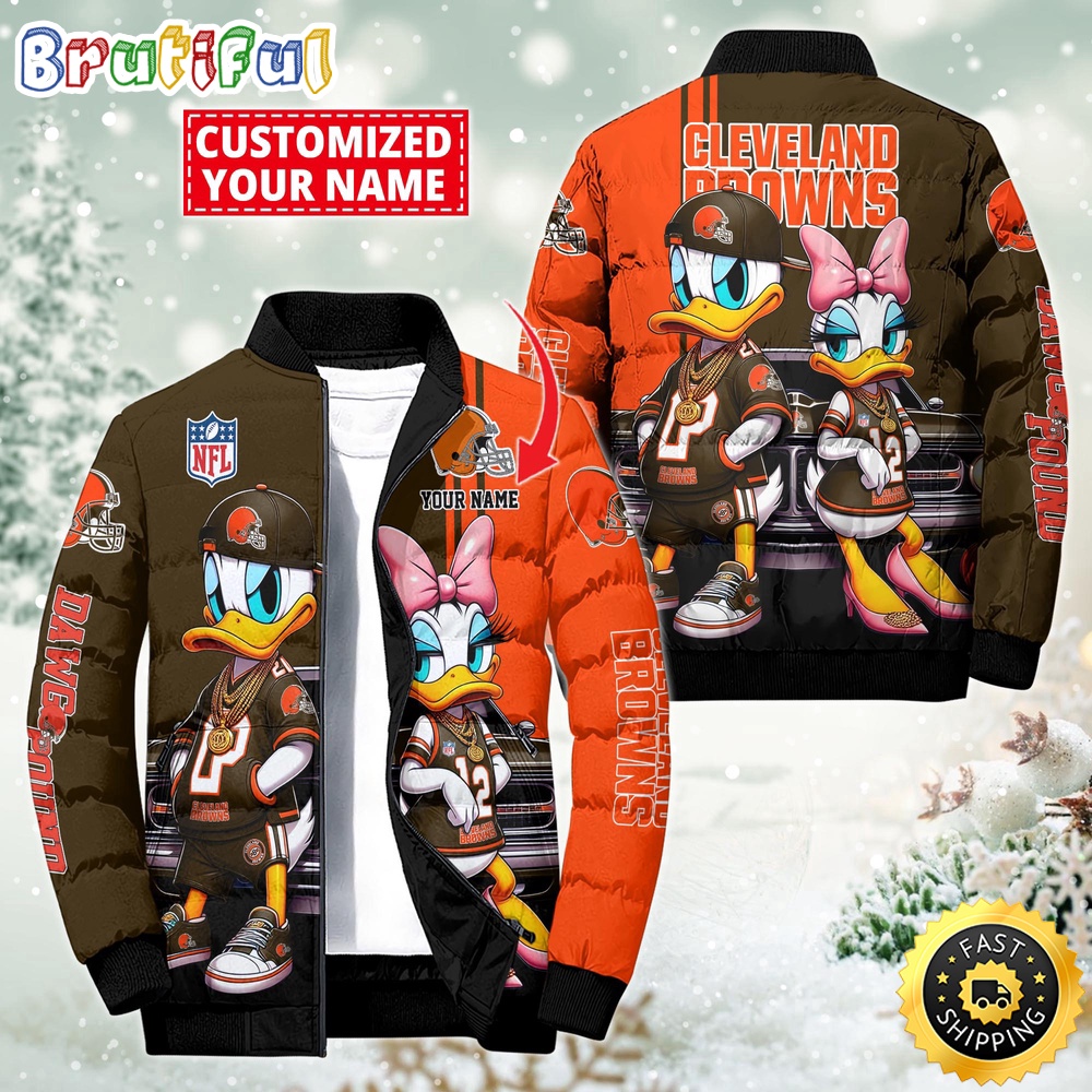NFL Cleveland Browns Puffer Jacket Donald Duck Custom Jacket