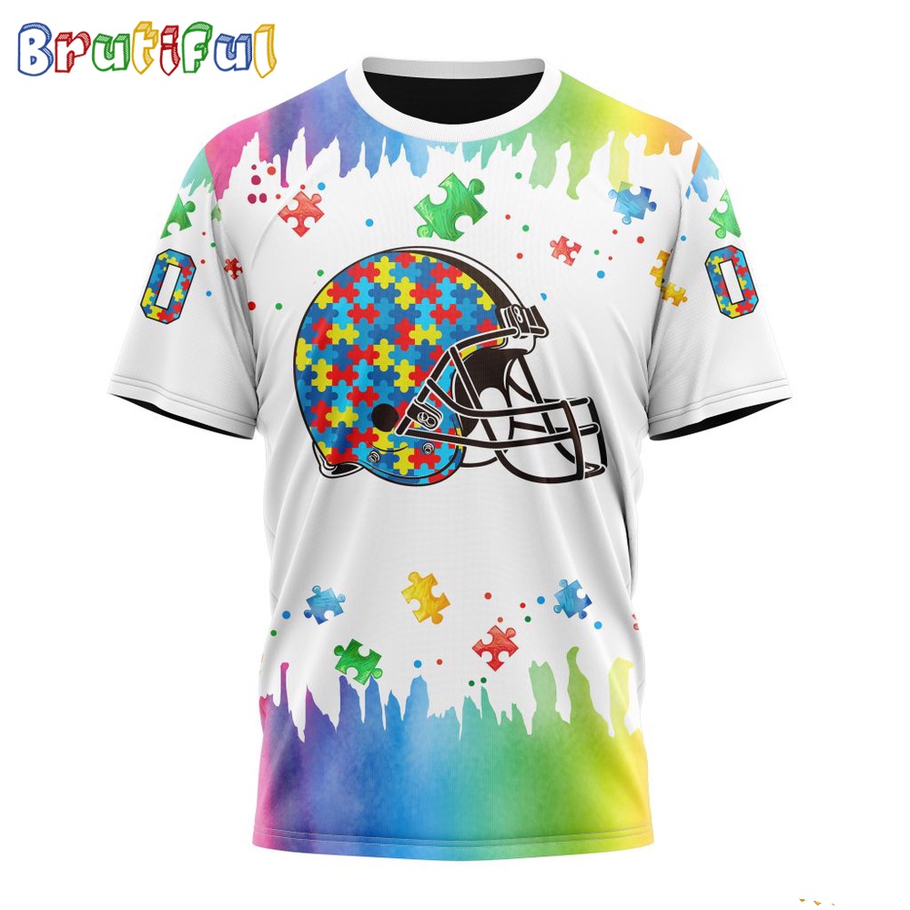 NFL Cleveland Browns T-Shirt Special Autism Awareness Design All Over Print T-Shirt