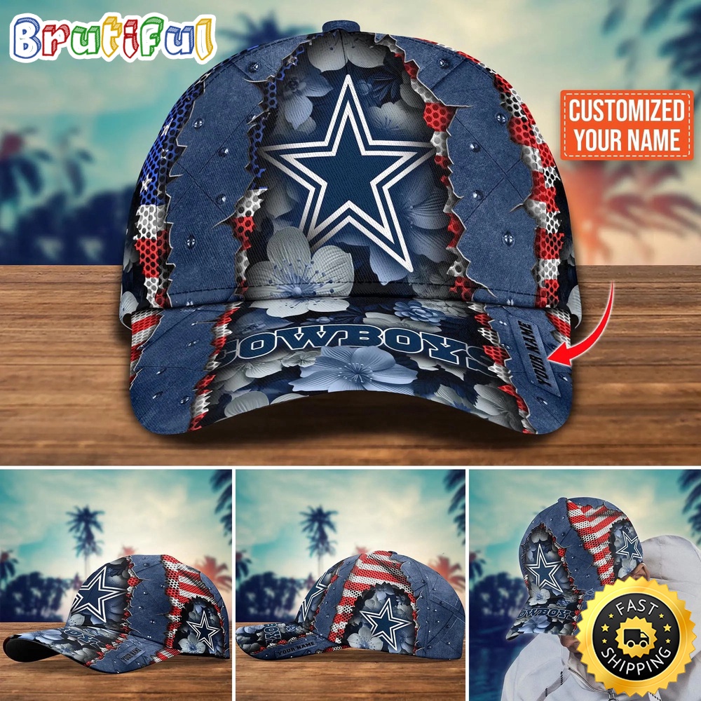 NFL Dallas Cowboys Baseball Cap Custom Name Football Cap For Fans