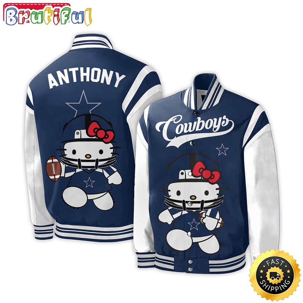 NFL Dallas Cowboys Baseball Jacket Hello Kitty Personalized Baseball Jacket