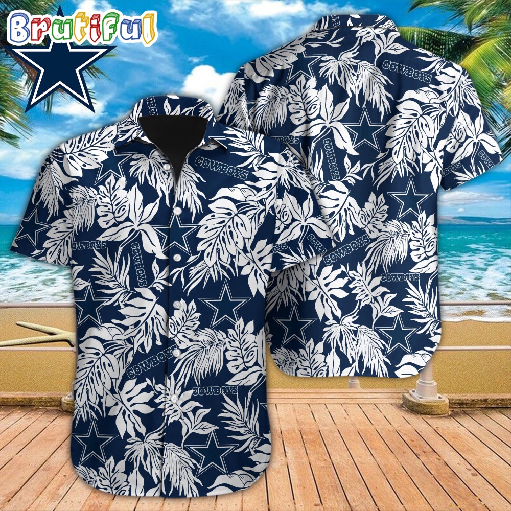 NFL Dallas Cowboys Hawaiian Shirt Tropical Leafs Design Aloha Shirts