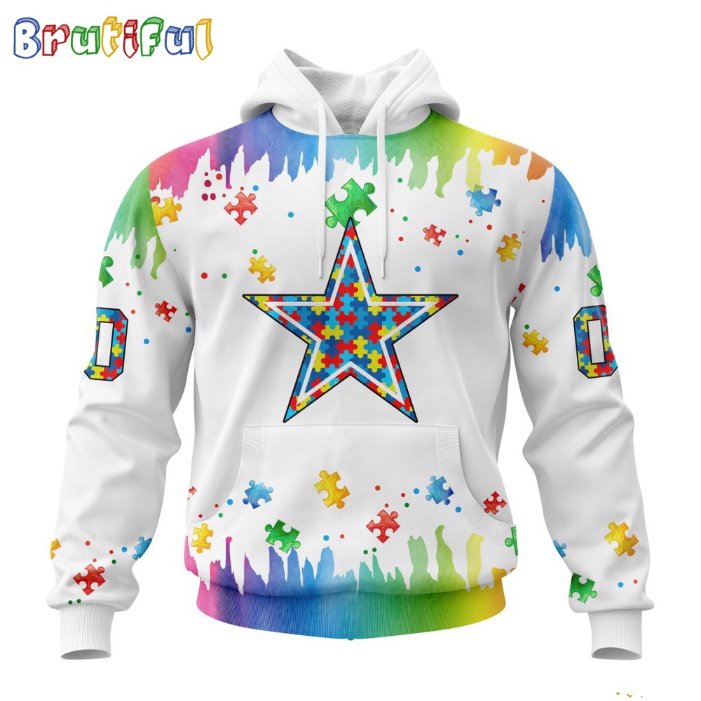NFL Dallas Cowboys Hoodie Special Autism Awareness Design All Over Print Hoodie
