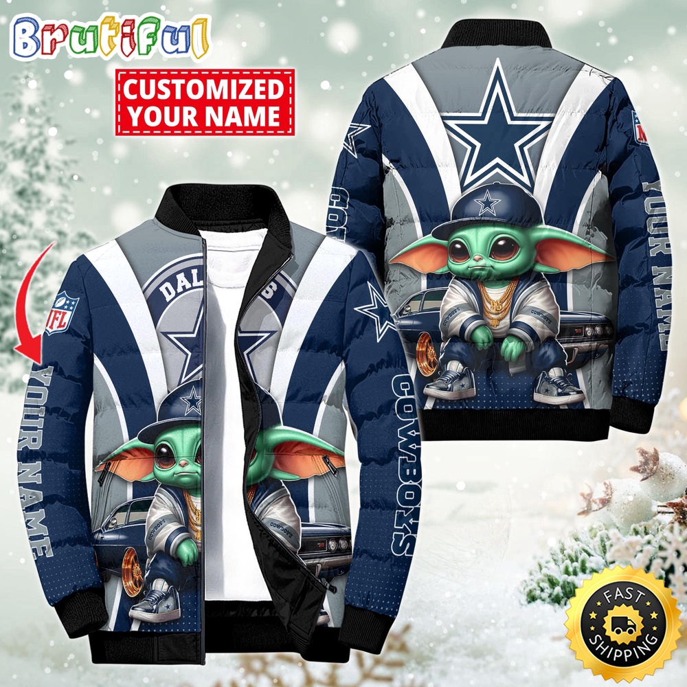 NFL Dallas Cowboys Puffer Jacket Baby Yoda Custom Jacket