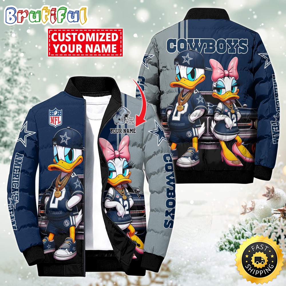 NFL Dallas Cowboys Puffer Jacket Donald Duck Custom Jacket
