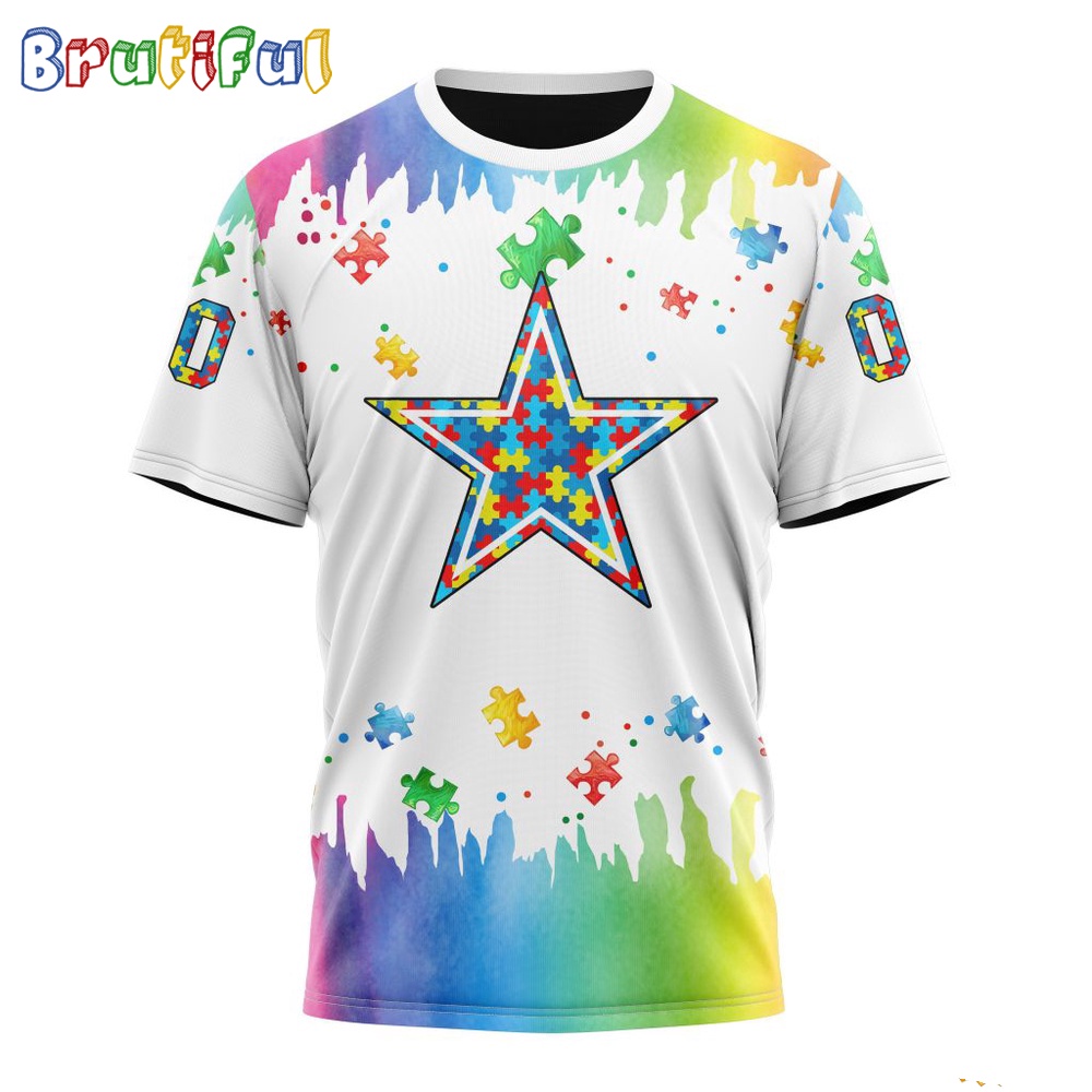 NFL Dallas Cowboys T-Shirt Special Autism Awareness Design All Over Print T-Shirt