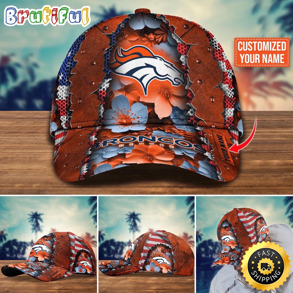 NFL Denver Broncos Baseball Cap Custom Name Football Cap For Fans