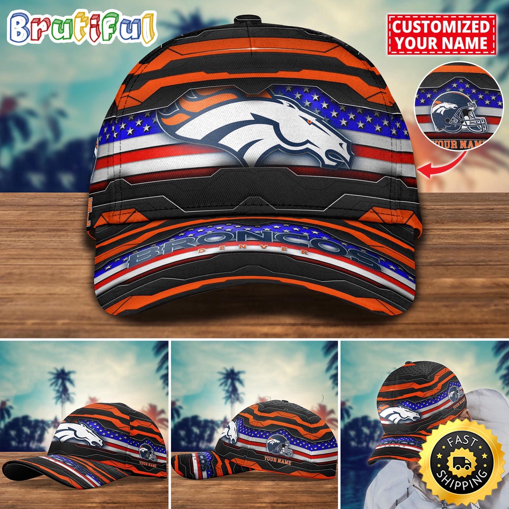 NFL Denver Broncos Baseball Cap Flag Custom Name Cap