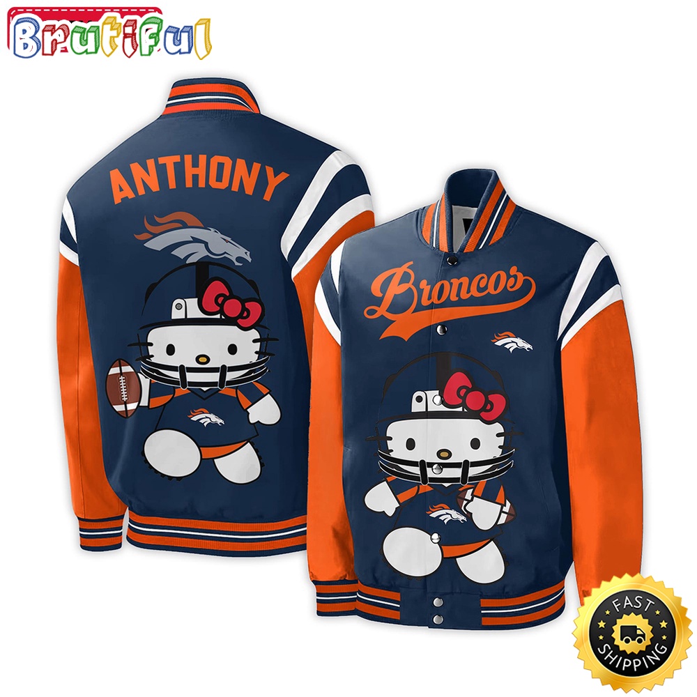NFL Denver Broncos Baseball Jacket Hello Kitty Personalized Baseball Jacket