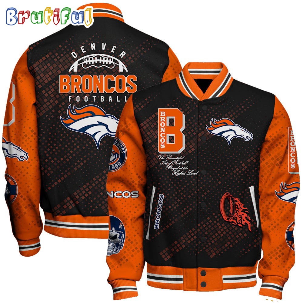 NFL Denver Broncos Baseball Jacket Print Logo Team Football Jacket