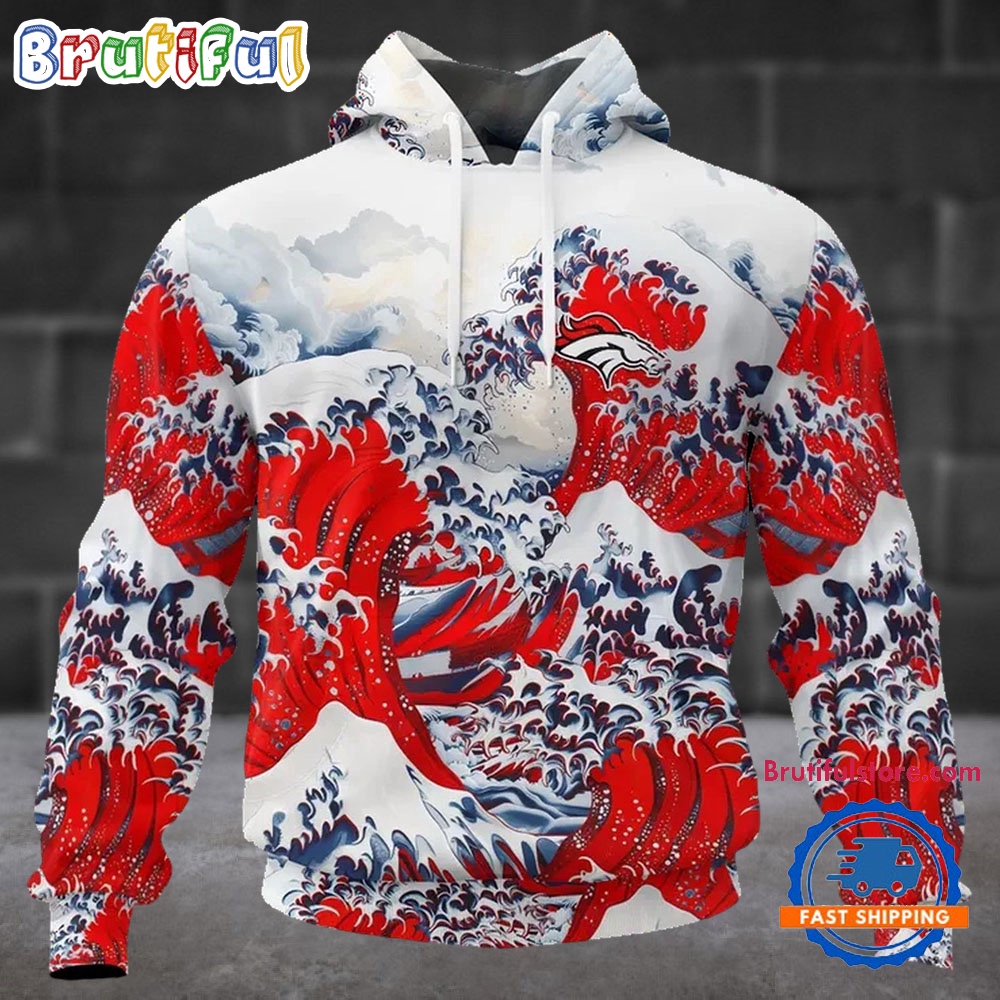 NFL Denver Broncos Football Great Wave All Over Print Hoodie