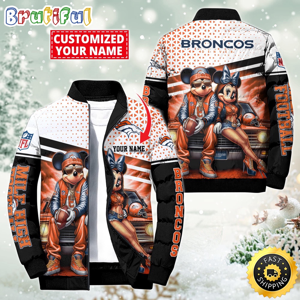 NFL Denver Broncos Puffer Jacket Mickey Minnie Jacket