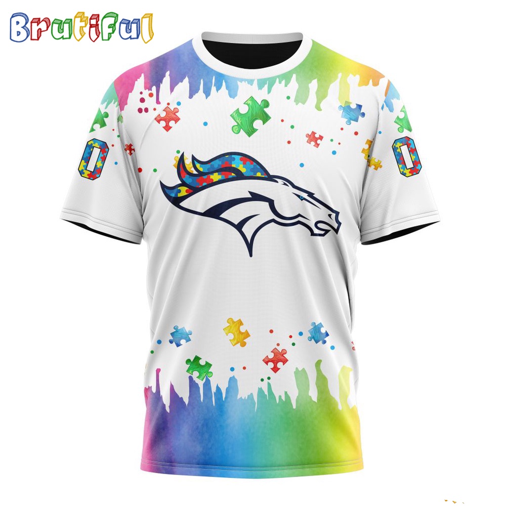 NFL Denver Broncos T-Shirt Special Autism Awareness Design All Over Print T-Shirt