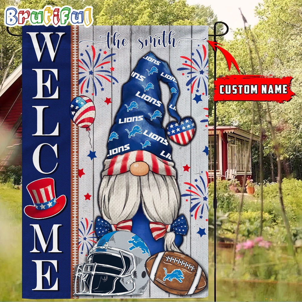 NFL Detroit Lions America 4th Of July Independence Day Flag, Football Gomes 4th Of July Garden Flag